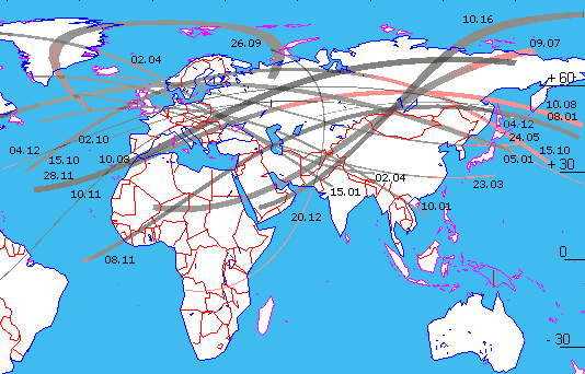 Сводная карта наиболее доступных покрытий в 2004г.